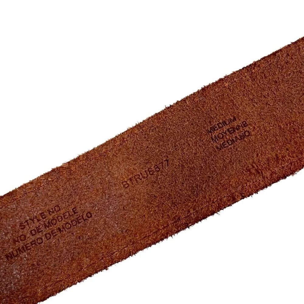 LIZ CLAIBORNE Brown Leather Belt With Brass/Gold tone hardware |
